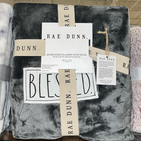 Rae Dunn Bedding New Rae Dunn Gray Blessed Embroidered Patch Queen